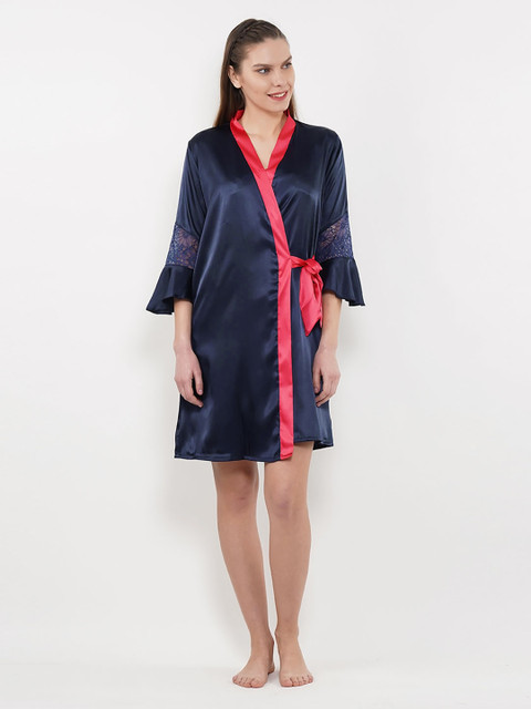 Sweet Dreams Coral Pink & Navy Blue Nightdress With Robe
Sweet Dreams Coral Pink & Navy Blue Nightdress With Robe
