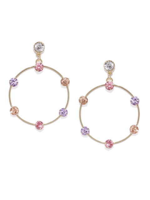 ToniQ Gold-Toned Circular Drop Earrings