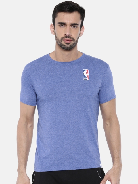 NBA Men Blue Solid Round Neck T-shirt
