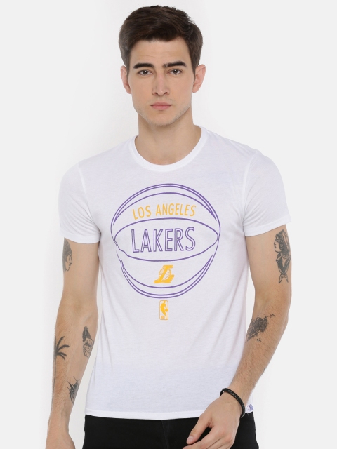 NBA Men White Printed LA Lakers T-shirt