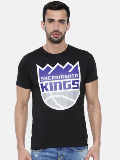 NBA Men Black Printed Round Neck Sacramento Kings T-shirt