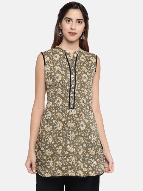 Ethnicity Women Brown Printed Kurti