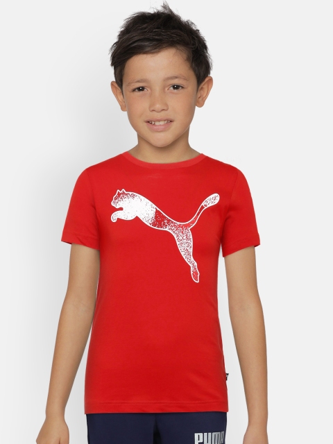 Puma Boys Red Printed Round Neck T-shirt