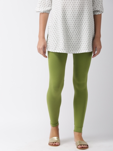 Go Colors Women Green Solid Ankle-Length Leggings