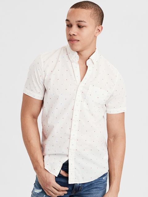 AMERICAN EAGLE OUTFITTERS Men White Regular Fit Printed Casual Shirt