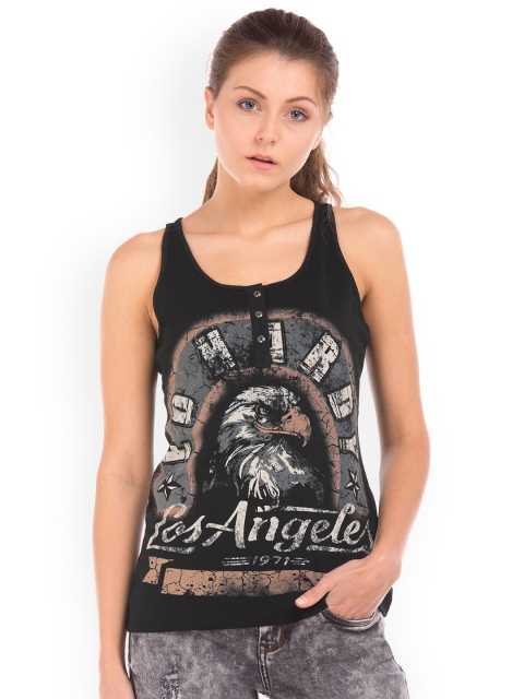 Ed Hardy Women Black Printed Tank Top