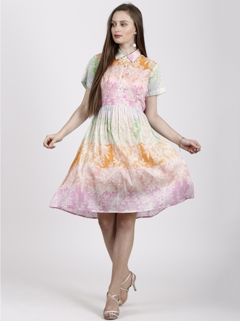 Label Ritu Kumar Women Pink Printed Shirt Dress