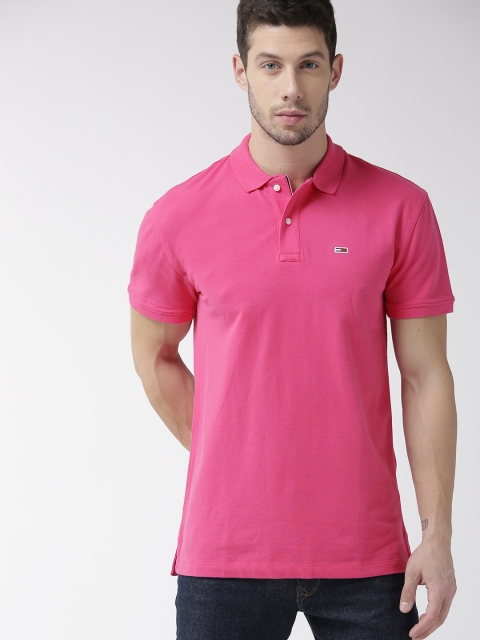Tommy Hilfiger Men Pink Solid Polo T-shirt