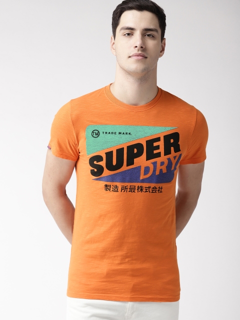 Superdry Men Orange Printed Round Neck T-shirt