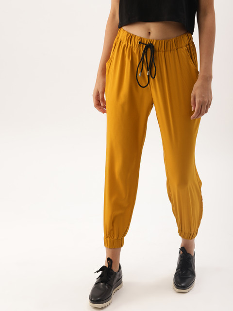 DressBerry Women Mustard Regular Fit Solid Joggers
DressBerry Women Mustard Regular Fit Solid Joggers