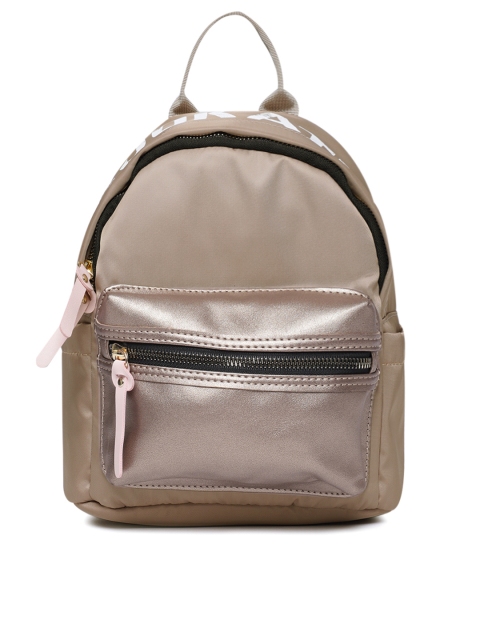 People Women Beige Solid Backpack
