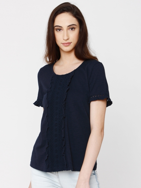Vero Moda Women Navy Blue Solid Top