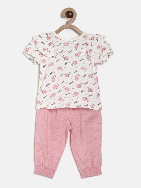 MINI KLUB Girls Pink & White Top With Pyjamas