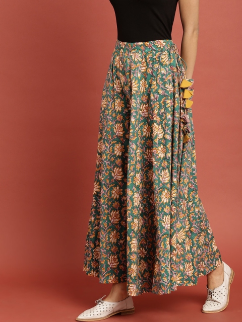 Taavi Women Green & Mauve Bagru Hand Block Print Sustainable Maxi Pure Cotton Skirt with Tie-Up Detail
Taavi Women Green & Mauve Bagru Hand Block Print Sustainable Maxi Pure Cotton Skirt with Tie-Up Detail