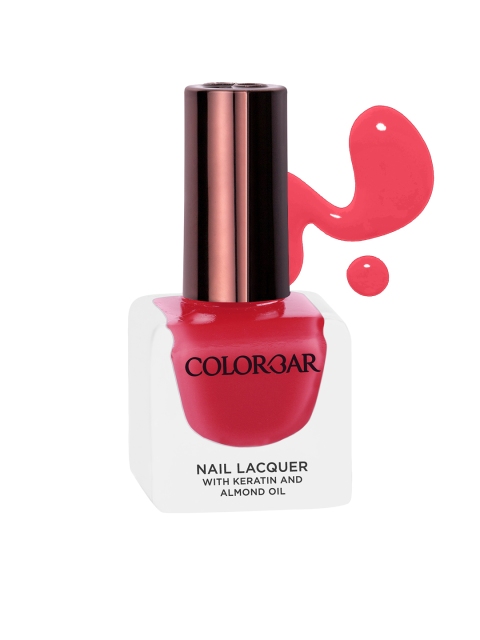 Colorbar Keratin & Almond Oil Nail Lacquer - Pucker Peach 475 12 ml, Red