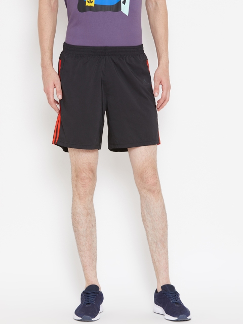 ADIDAS Men Black Solid 3 Stripes Running Shorts