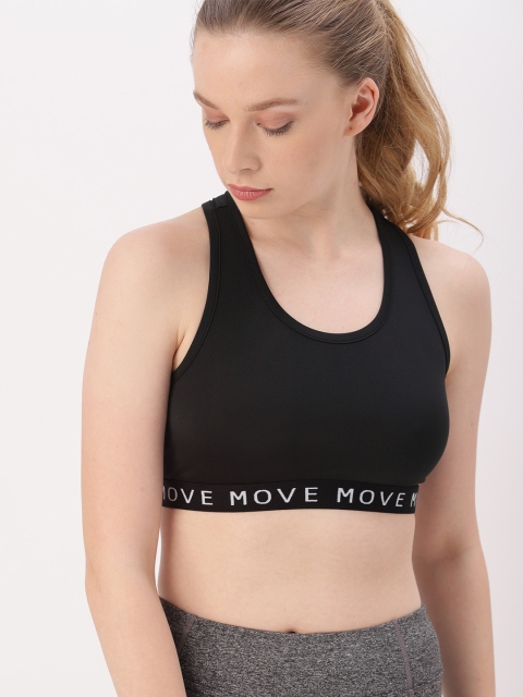DressBerry Black Solid Non-Wired Non Padded Sports Bra