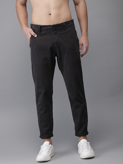 HERE&NOW Men Black Slim Fit Solid Chinos