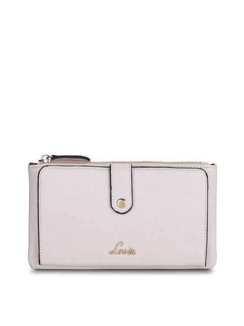 Lavie Women Off-White Solid Two Fold Wallet