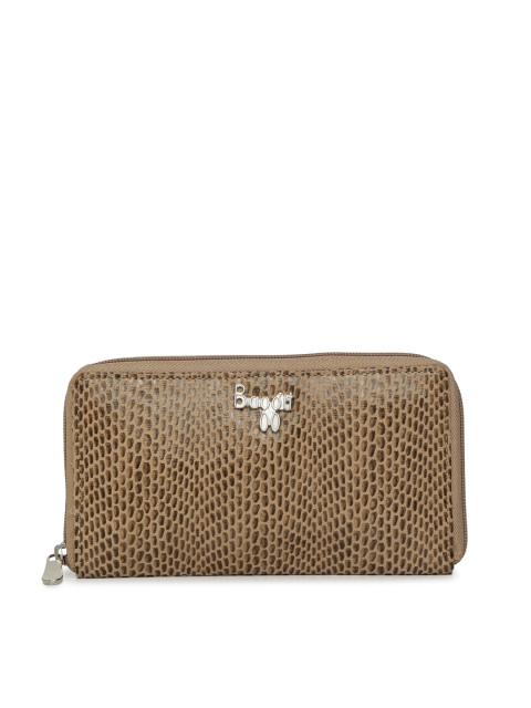 Baggit Women Beige Textured Zip Around Wallet
