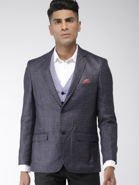 Arrow Blue Self-Design Tailored Fit Linen Single-Breasted Formal Blazer, Navy blue
Arrow Blue Self-Design Tailored Fit Linen Single-Breasted Formal Blazer, Navy blue