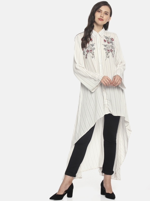 Colour Me by Melange Women Off-White Striped A-Line Kurta
