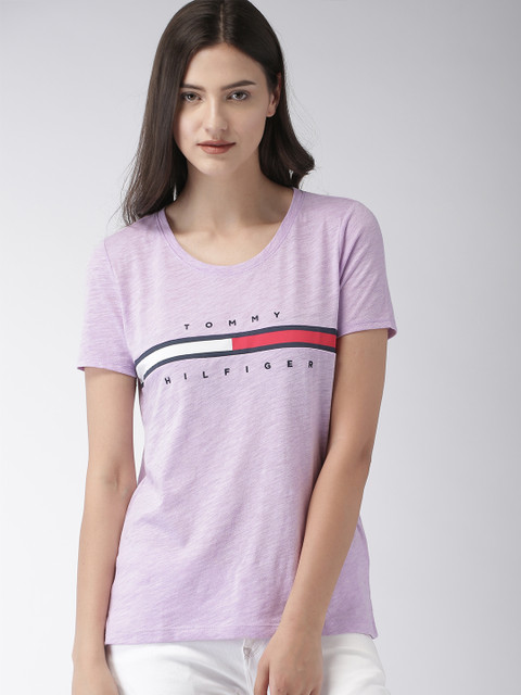 Tommy Hilfiger Women Purple Self Design Round Neck T-shirt 
Tommy Hilfiger Women Purple Self Design Round Neck T-shirt
