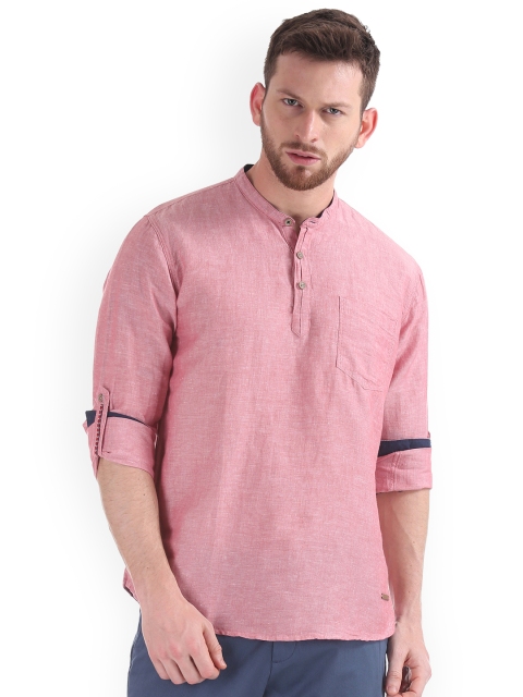 Cherokee Men Red Regular Fit Solid Casual Shirt