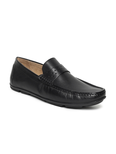 Arrow Men Black Leather Driving Shoes