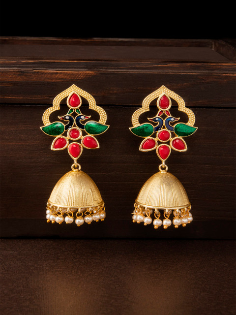 Rubans Women Gold-Toned & Green Dome Shaped Jhumkas
Rubans Women Gold-Toned & Green Dome Shaped Jhumkas