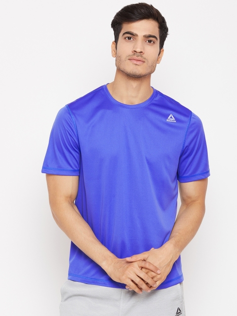 Reebok Men Blue Solid Running T-shirt