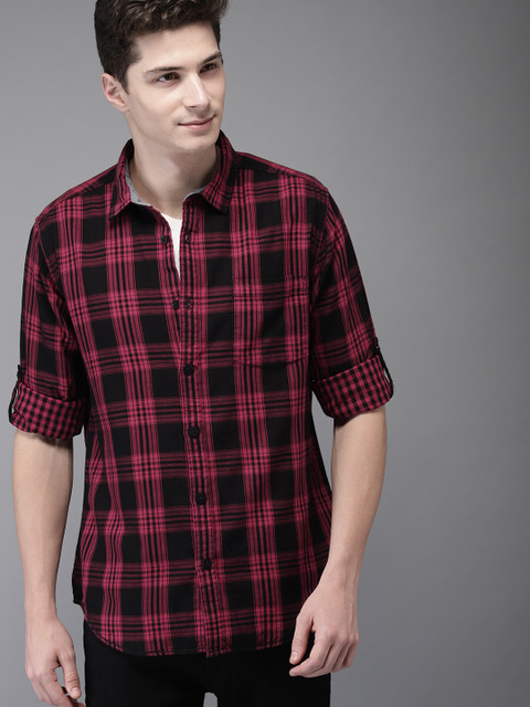 HERE&NOW Men Red & Black Regular Fit Checked Casual Shirt
HERE&NOW Men Red & Black Regular Fit Checked Casual Shirt