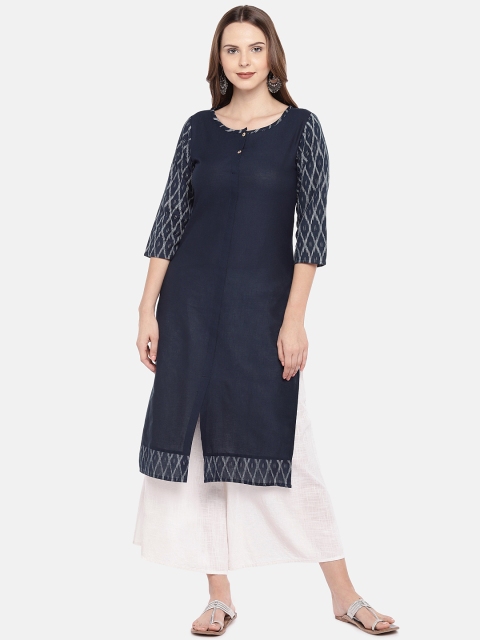 Globus Women Blue Solid A-Line Kurta