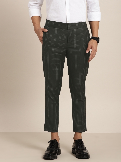 INVICTUS Men Olive Green & Black Slim Fit Checked Regular Smart Casual Cropped Trousers
INVICTUS Men Olive Green & Black Slim Fit Checked Regular Smart Casual Cropped Trousers