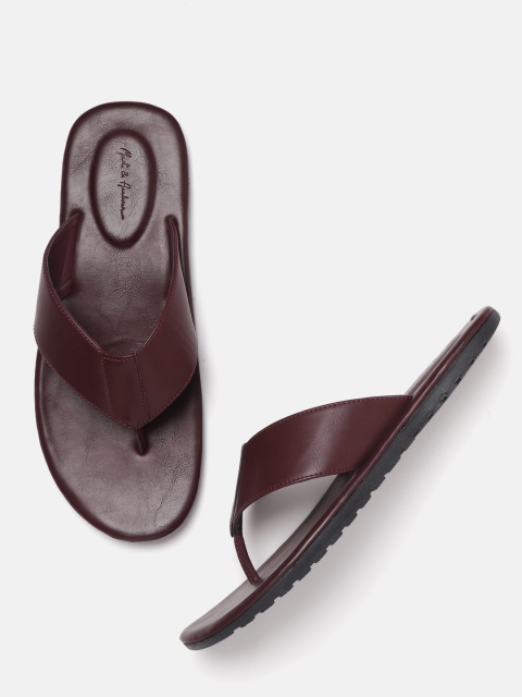 Mast & Harbour Men Burgundy Solid Comfort Sandals