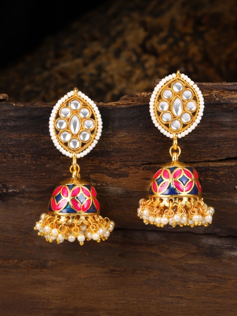 Zaveri Pearls Gold-Toned Dome Shaped Jhumkas