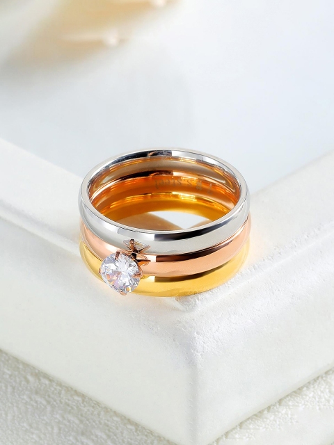 Peora Women Set of 3 Gold-Plated Birthday Anniversary Valentine Gift Finger Rings, Multi
Peora Women Set of 3 Gold-Plated Birthday Anniversary Valentine Gift Finger Rings, Multi