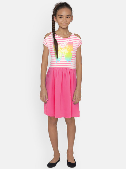 The Childrens Place Girls Pink Fit and Flare Dress 
The Childrens Place Girls Pink Fit and Flare Dress