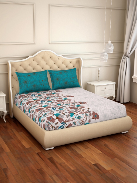 CORE Designed by SPACES Teal & Grey Floral 144 TC Cotton 1 Queen Bedsheet with 2 Pillow Covers
CORE Designed by SPACES Teal & Grey Floral 144 TC Cotton 1 Queen Bedsheet with 2 Pillow Covers