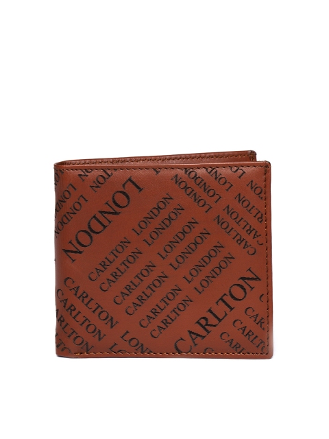 Carlton London Men Brown Leather Textured Two Fold Wallet