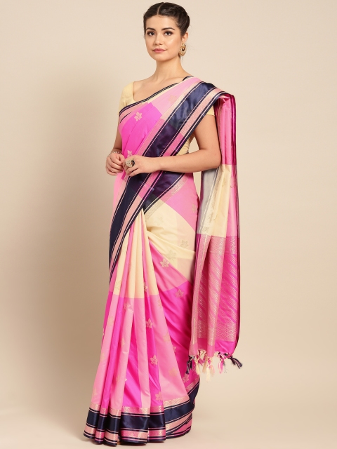 Varkala Silk Sarees Pink & Cream-Coloured Katan Pure Silk Woven Design Banarasi Saree
Varkala Silk Sarees Pink & Cream-Coloured Katan Pure Silk Woven Design Banarasi Saree