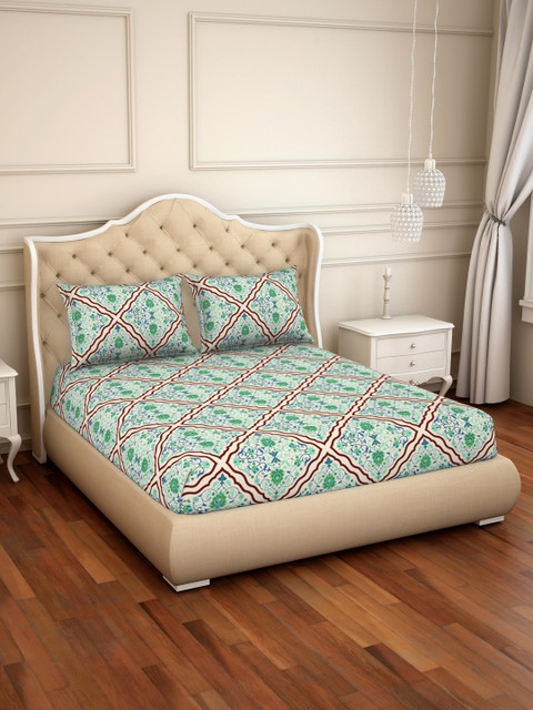 CORE Designed by SPACES Green Abstract 104 TC Cotton 1 Queen Bedsheet with 2 Pillow Covers
CORE Designed by SPACES Green Abstract 104 TC Cotton 1 Queen Bedsheet with 2 Pillow Covers