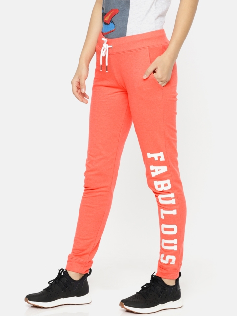 Slumber Jill Athleisure Women Coral Pink Printed Joggers