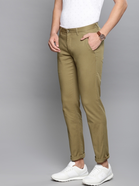 Louis Philippe Sport Men Khaki Slim Fit Self Design Regular Trousers