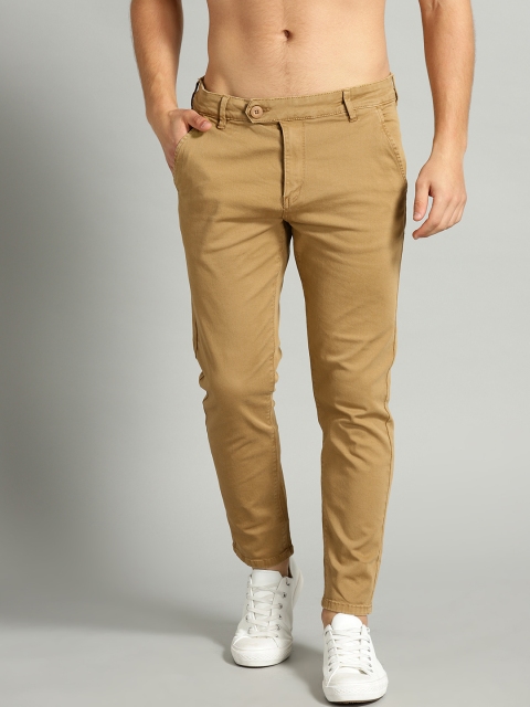 Roadster Men Khaki Solid Trousers