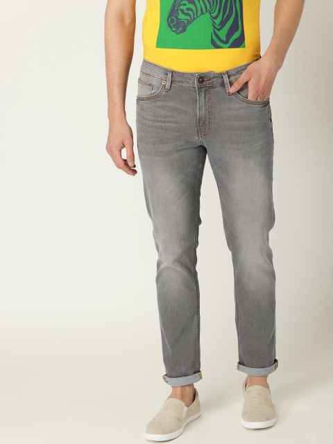United Colors of Benetton Men Grey Slim Tapered Fit Mid-Rise Clean Look Stretchable Jeans