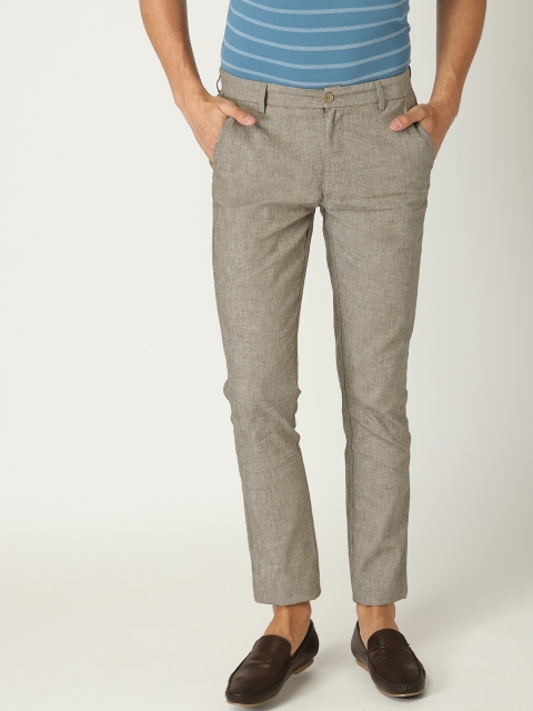 United Colors of Benetton Men Beige Regular Fit Self Design Trousers