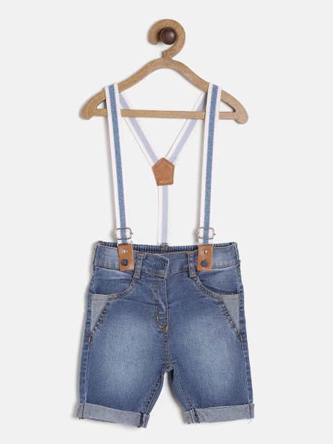 Little Kangaroos Girls Navy Blue Solid Denim Capris