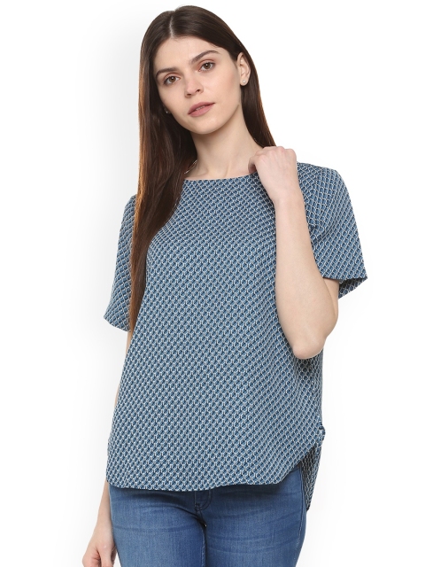 Allen Solly Women Blue Printed High-Low Top