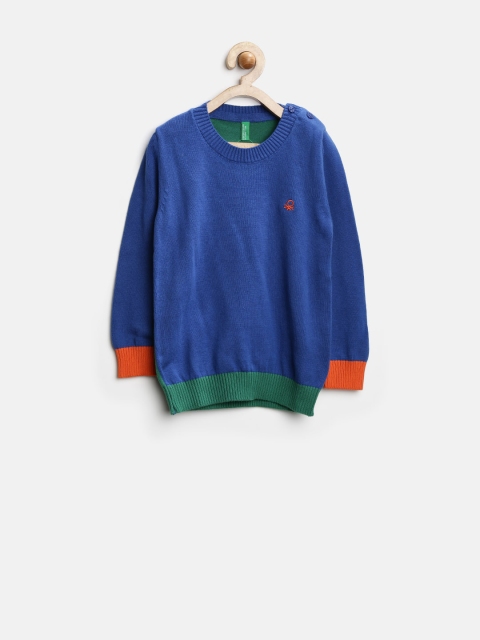 United Colors of Benetton Boys Blue & Green Sweater